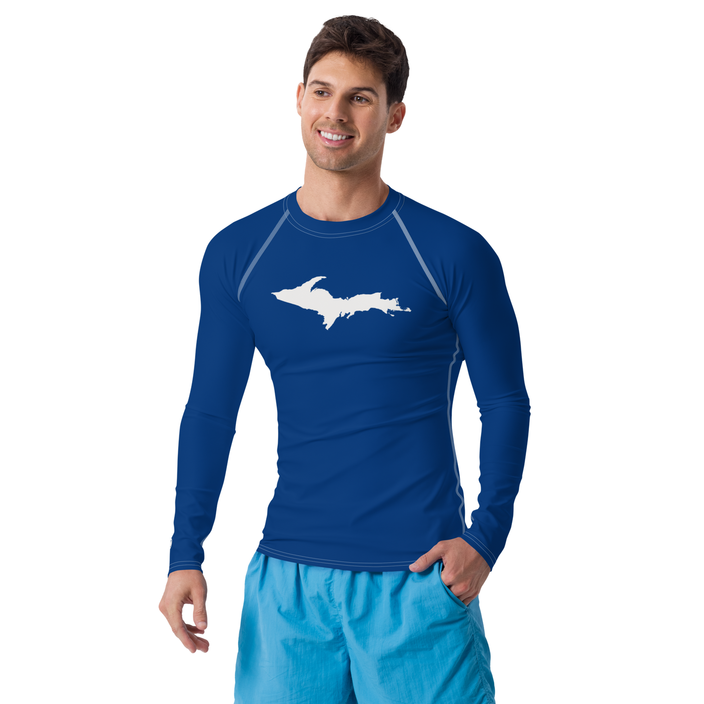 Michigan Upper Peninsula Rash Guard (w/ UP Outline) | Men's - Dearborn Blue