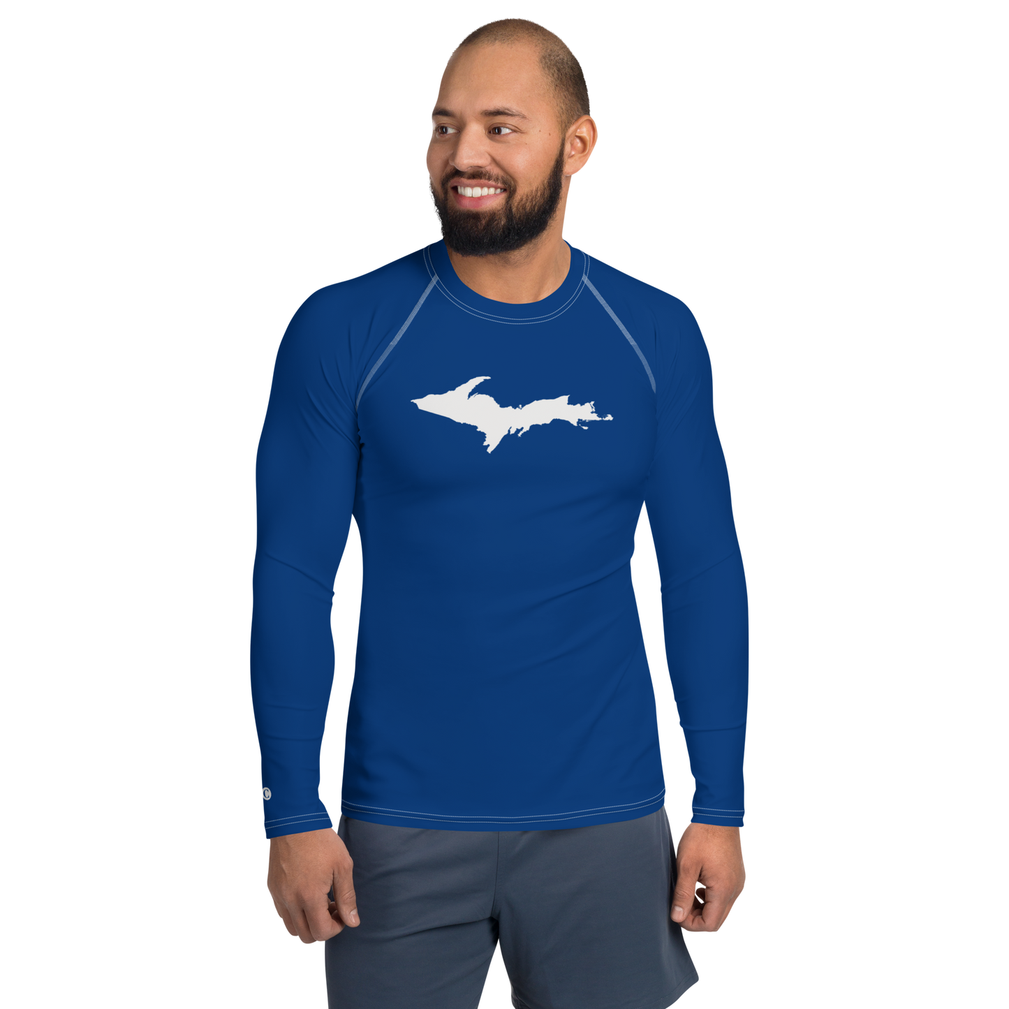 Michigan Upper Peninsula Rash Guard (w/ UP Outline) | Men's - Dearborn Blue