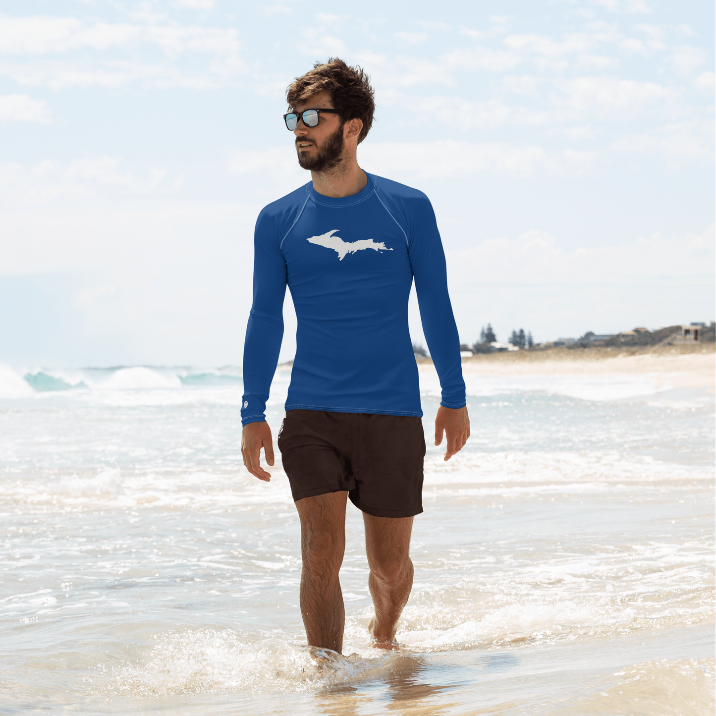 Michigan Upper Peninsula Rash Guard (w/ UP Outline) | Men's - Dearborn Blue