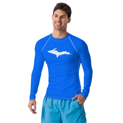 Michigan Upper Peninsula Rash Guard (w/ UP Outline) | Men's -  Motor Town Blue