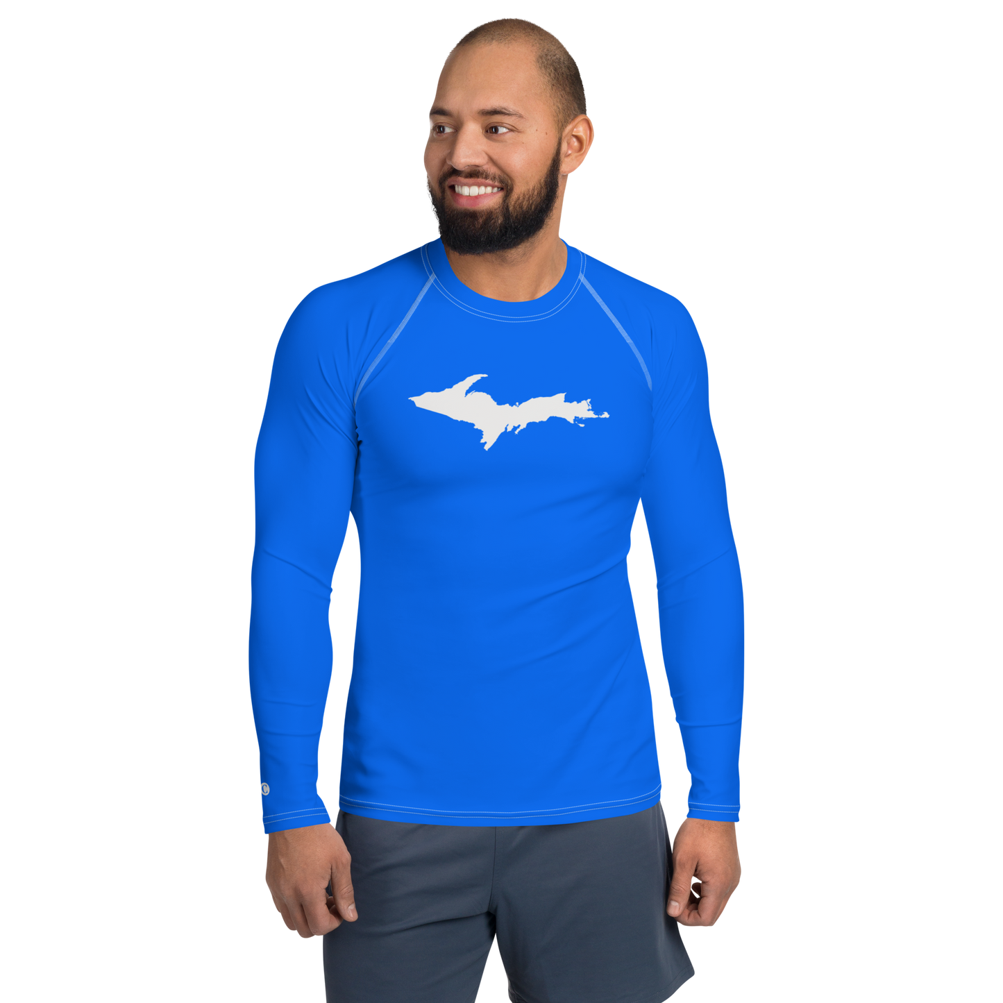 Michigan Upper Peninsula Rash Guard (w/ UP Outline) | Men's -  Motor Town Blue