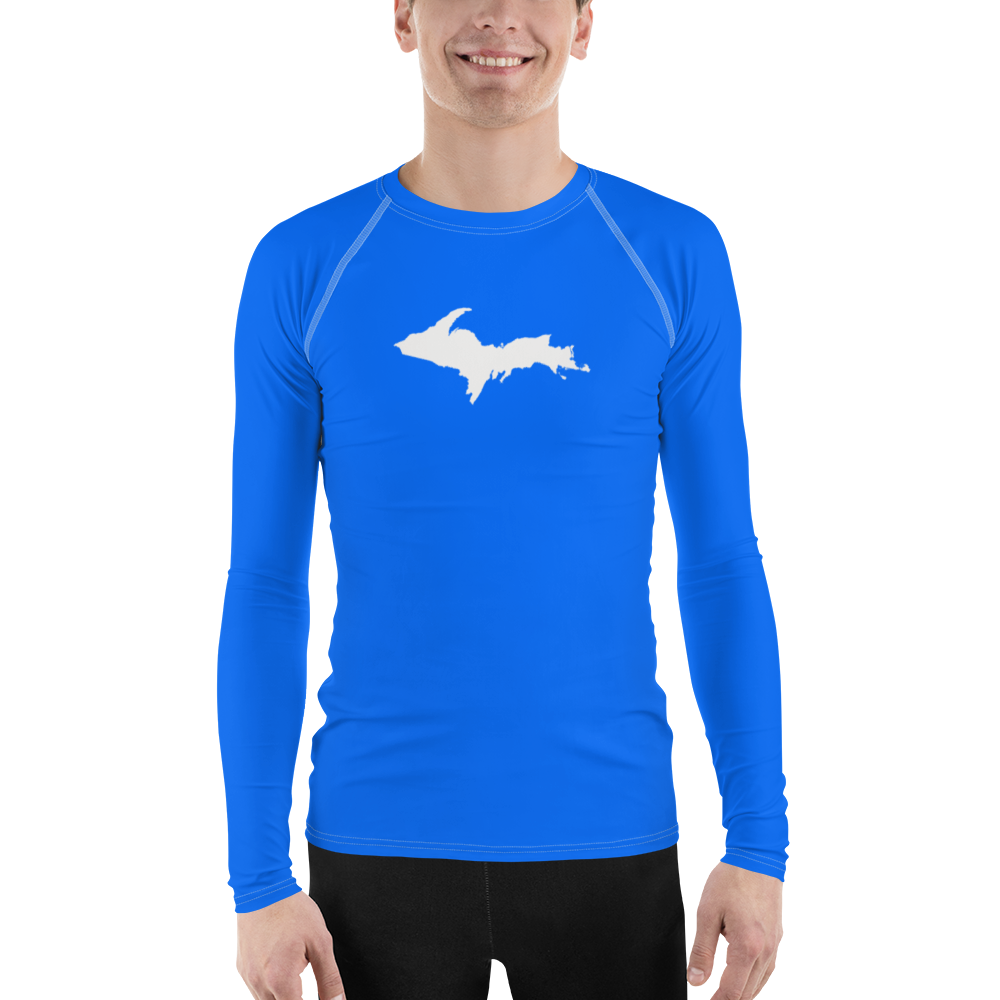 Michigan Upper Peninsula Rash Guard (w/ UP Outline) | Men's -  Motor Town Blue