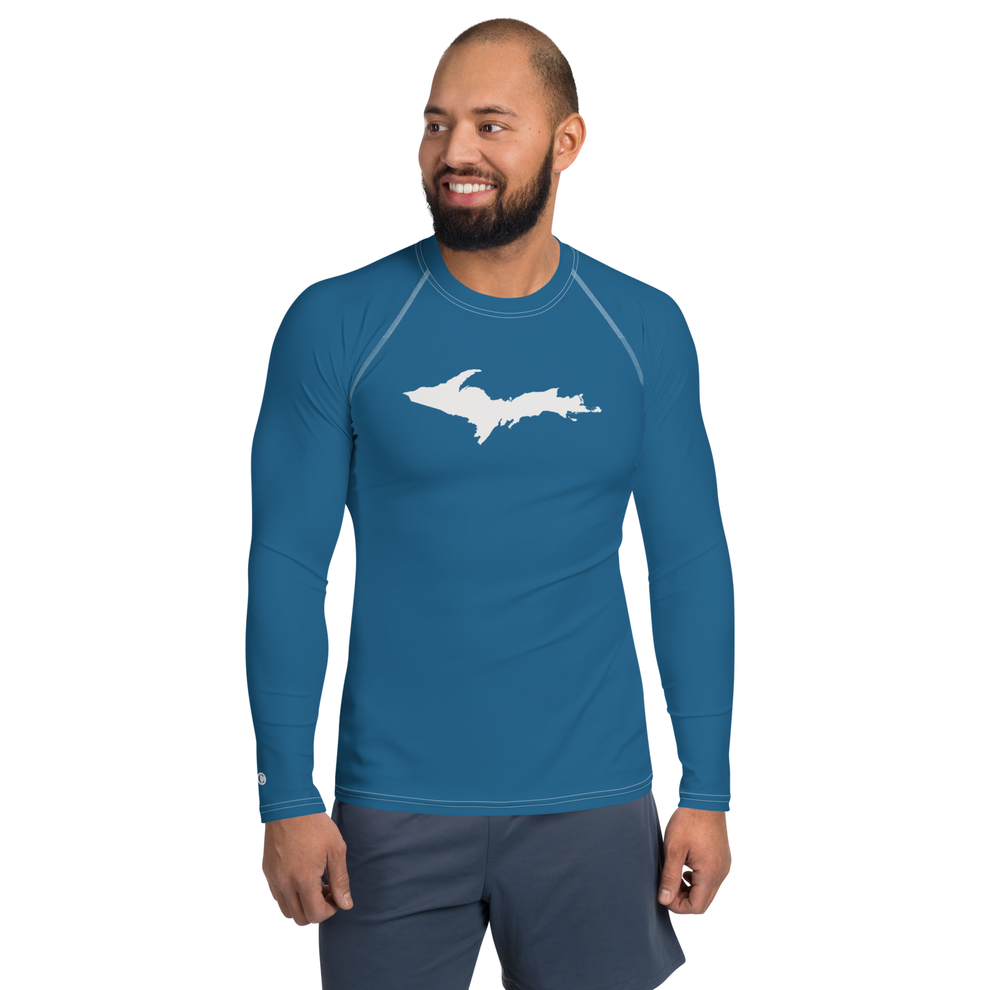 Michigan Upper Peninsula Rash Guard (w/ UP Outline) | Men's - Blueberry