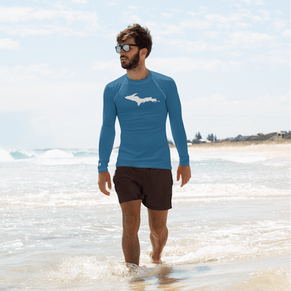 Michigan Upper Peninsula Rash Guard (w/ UP Outline) | Men's - Blueberry