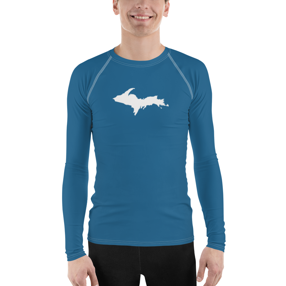 Michigan Upper Peninsula Rash Guard (w/ UP Outline) | Men's - Blueberry