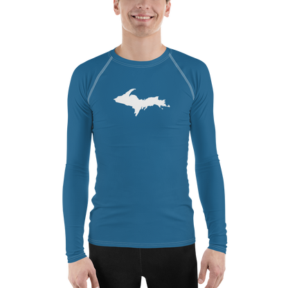 Michigan Upper Peninsula Rash Guard (w/ UP Outline) | Men's - Blueberry