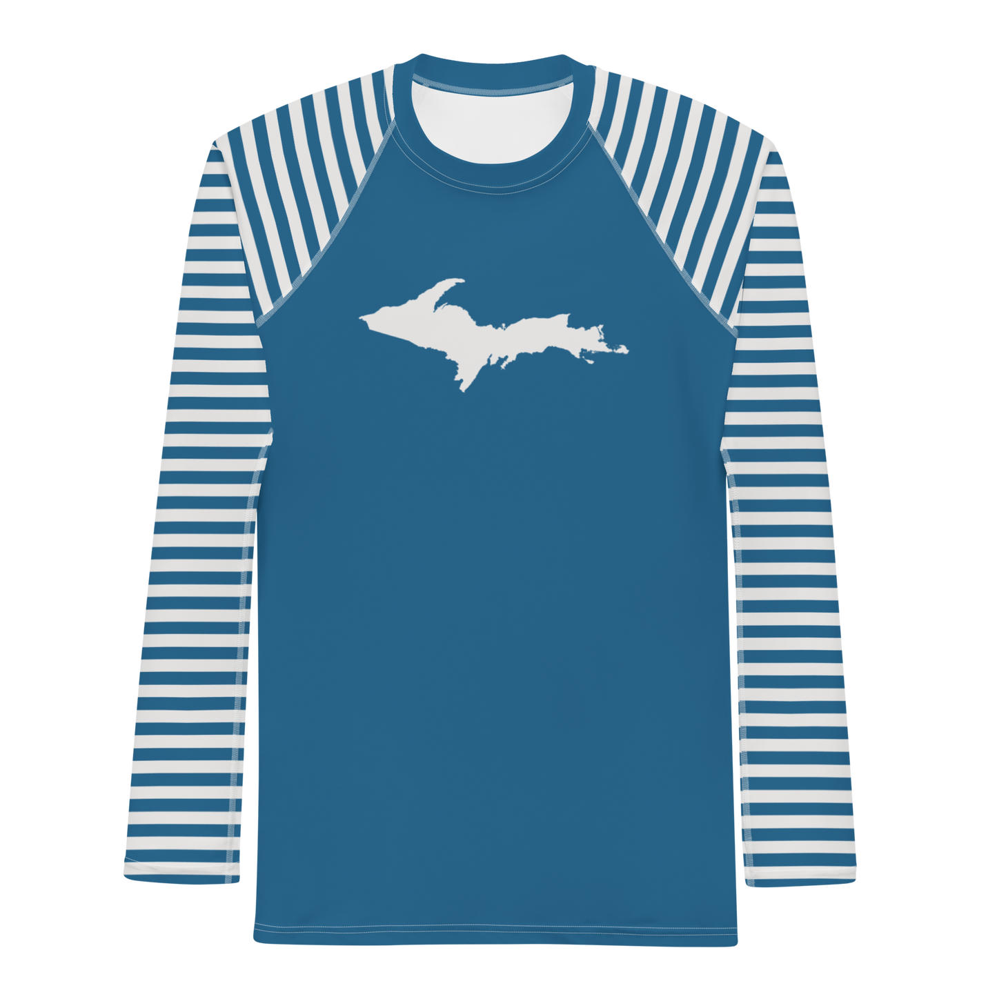 Michigan Upper Peninsula Rash Guard (w/ Stripes & UP Outline) | Men's - Blueberry