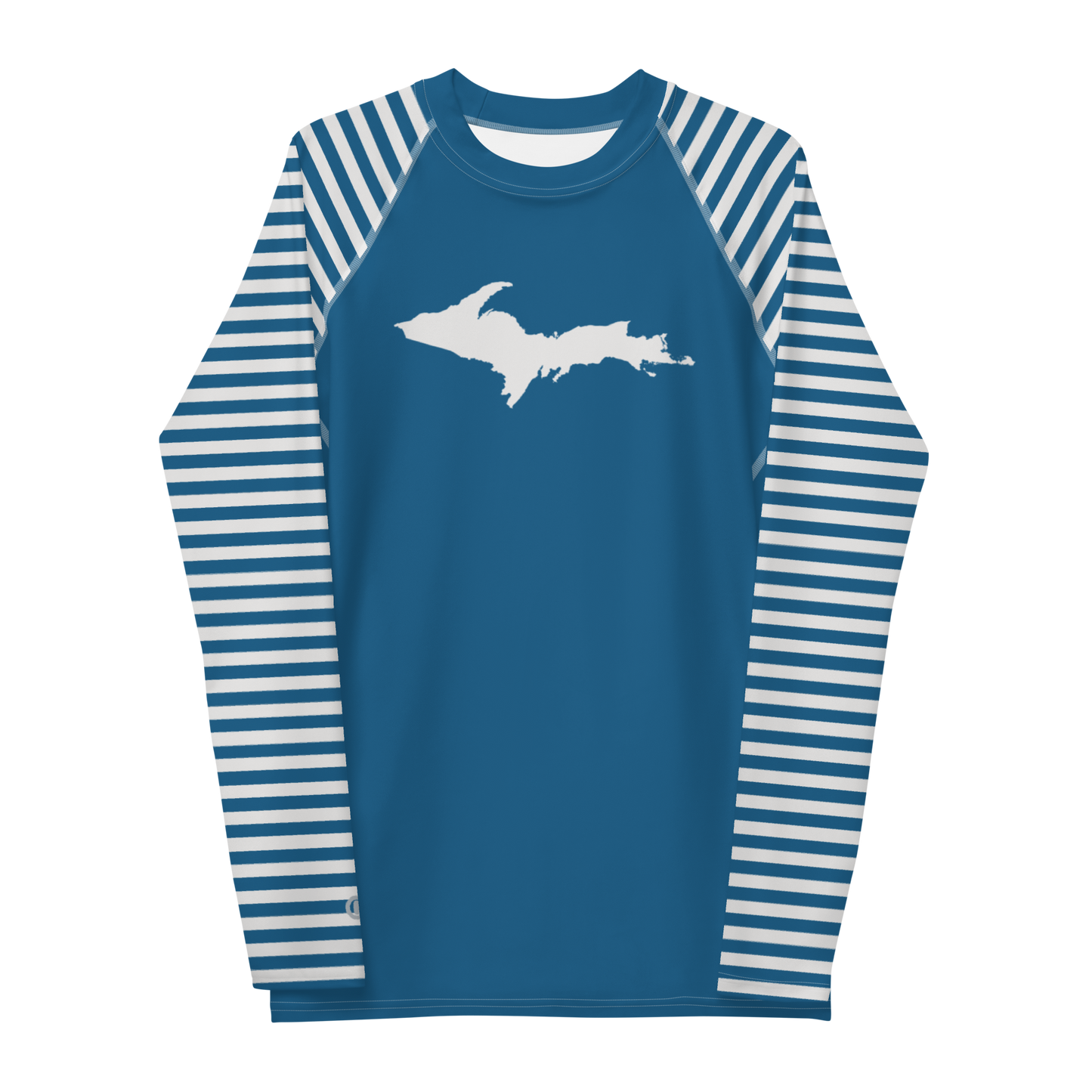 Michigan Upper Peninsula Rash Guard (w/ Stripes & UP Outline) | Men's - Blueberry