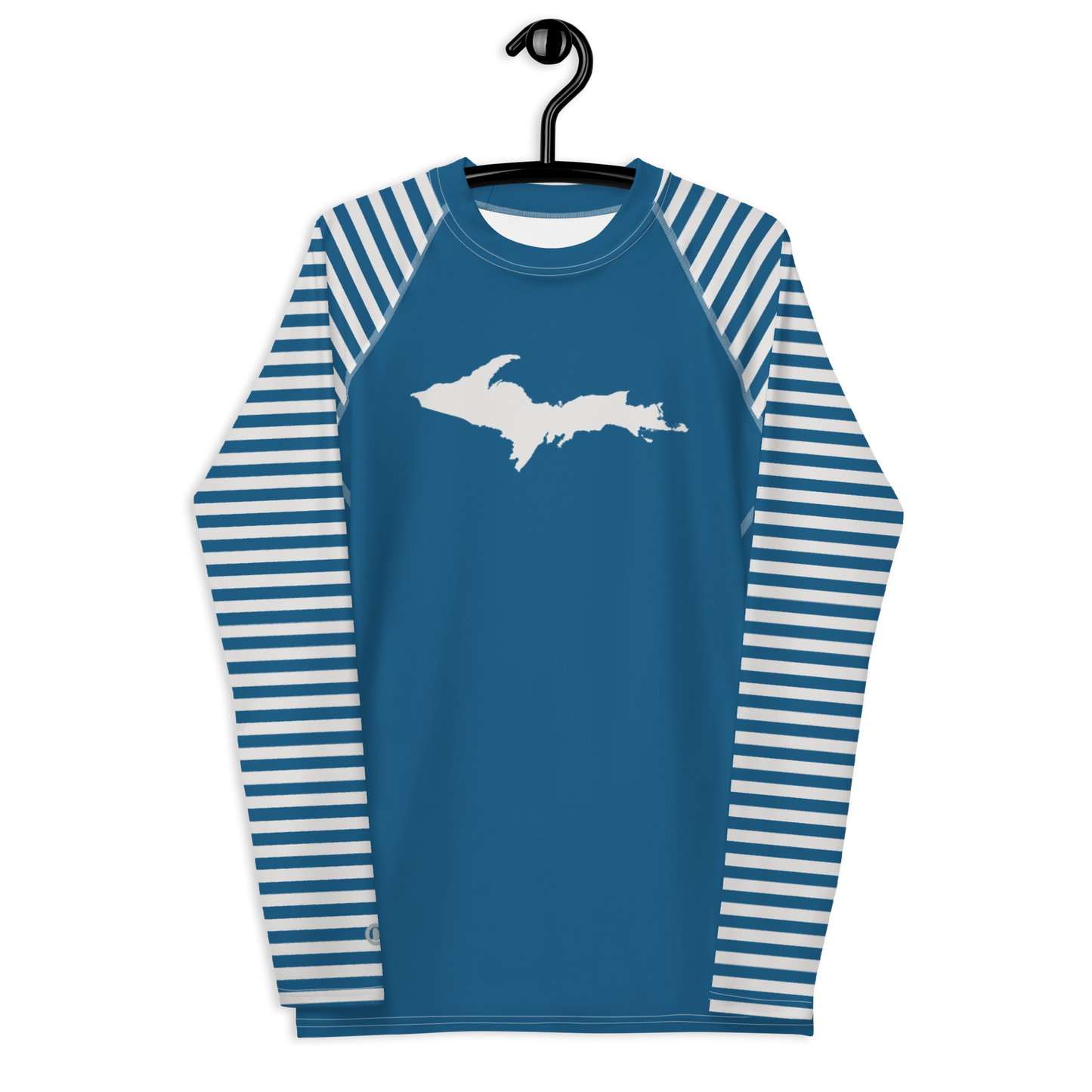 Michigan Upper Peninsula Rash Guard (w/ Stripes & UP Outline) | Men's - Blueberry