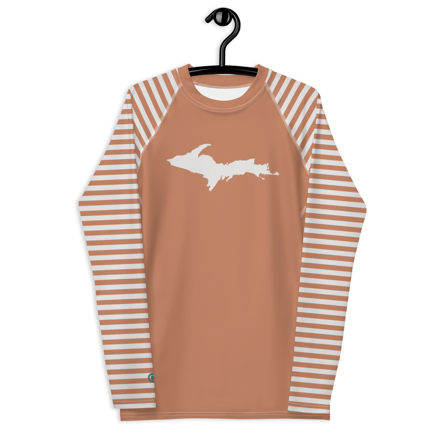 Michigan Upper Peninsula Rash Guard (Striped w/ UP Outline) | Men's - Copper Color