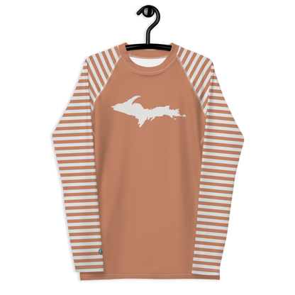 Michigan Upper Peninsula Rash Guard (Striped w/ UP Outline) | Men's - Copper Color