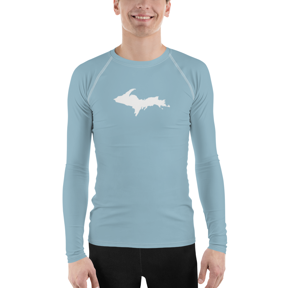 Michigan Upper Peninsula Rash Guard (w/ UP Outline) | Men's - Opal Blue