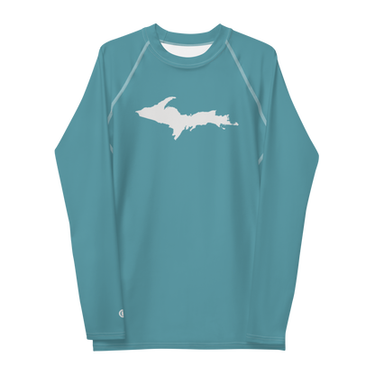 Michigan Upper Peninsula Rash Guard (w/ UP Outline) | Men's - Lake Huron Blue