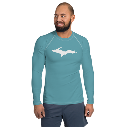 Michigan Upper Peninsula Rash Guard (w/ UP Outline) | Men's - Lake Huron Blue