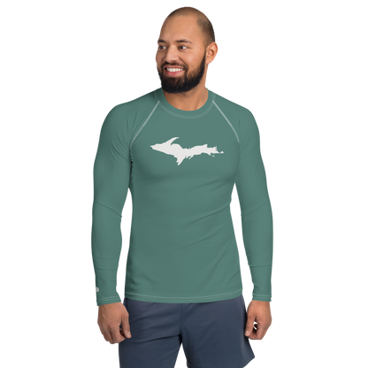 Michigan Upper Peninsula Rash Guard (w/ UP Outline) | Men's - Copper Green