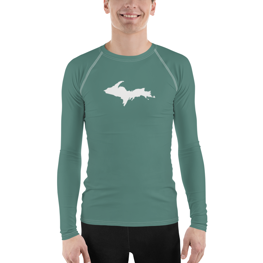 Michigan Upper Peninsula Rash Guard (w/ UP Outline) | Men's - Copper Green