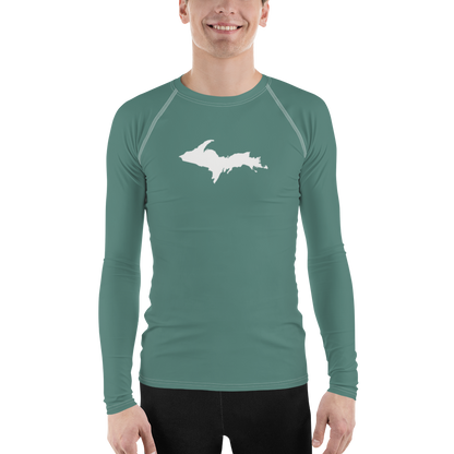 Michigan Upper Peninsula Rash Guard (w/ UP Outline) | Men's - Copper Green