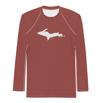 Michigan Upper Peninsula Rash Guard (w/ UP Outline) | Men's - Ore Dock Red