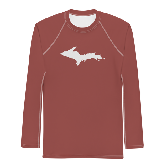 Michigan Upper Peninsula Rash Guard (w/ UP Outline) | Men's - Ore Dock Red