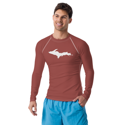 Michigan Upper Peninsula Rash Guard (w/ UP Outline) | Men's - Ore Dock Red