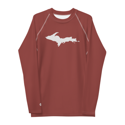 Michigan Upper Peninsula Rash Guard (w/ UP Outline) | Men's - Ore Dock Red