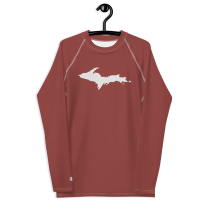 Michigan Upper Peninsula Rash Guard (w/ UP Outline) | Men's - Ore Dock Red