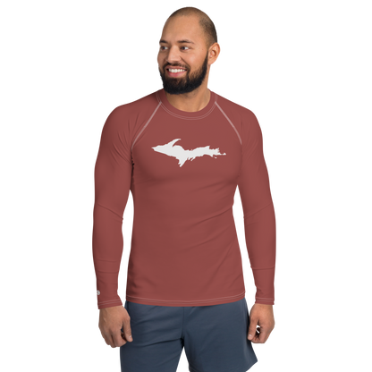 Michigan Upper Peninsula Rash Guard (w/ UP Outline) | Men's - Ore Dock Red