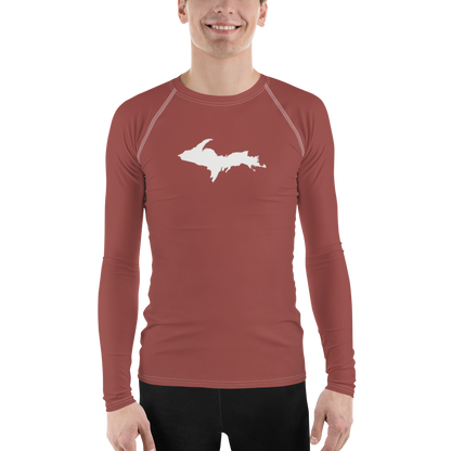 Michigan Upper Peninsula Rash Guard (w/ UP Outline) | Men's - Ore Dock Red