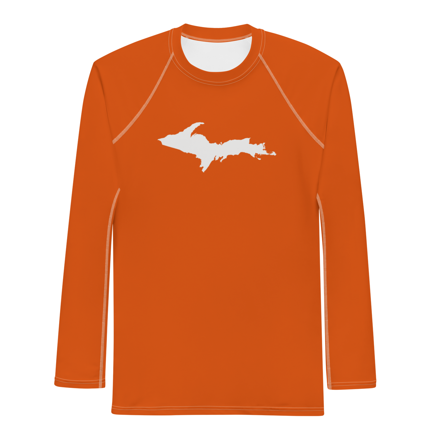 Michigan Upper Peninsula Rash Guard (w/ UP Outline) | Men's - Maple Leaf Orange