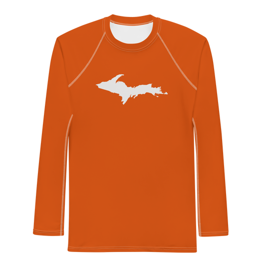 Michigan Upper Peninsula Rash Guard (w/ UP Outline) | Men's - Maple Leaf Orange