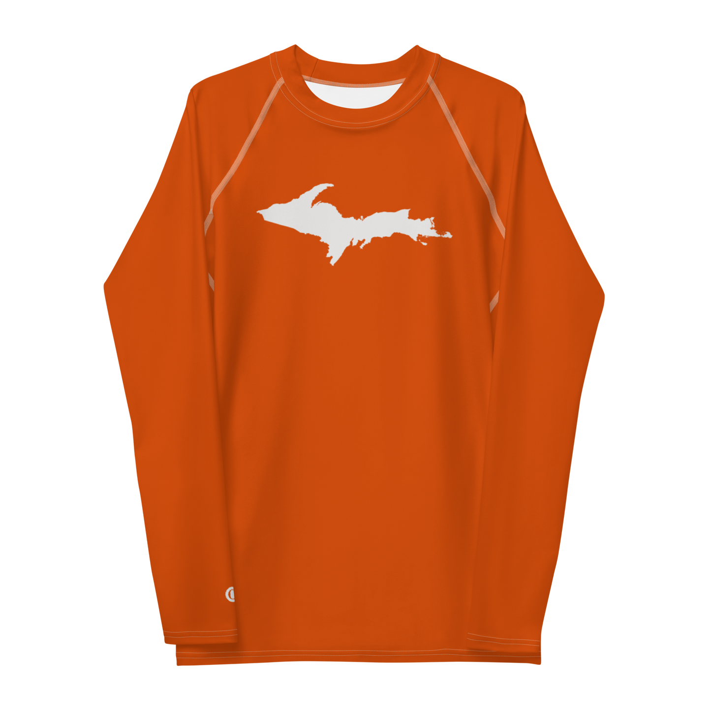 Michigan Upper Peninsula Rash Guard (w/ UP Outline) | Men's - Maple Leaf Orange