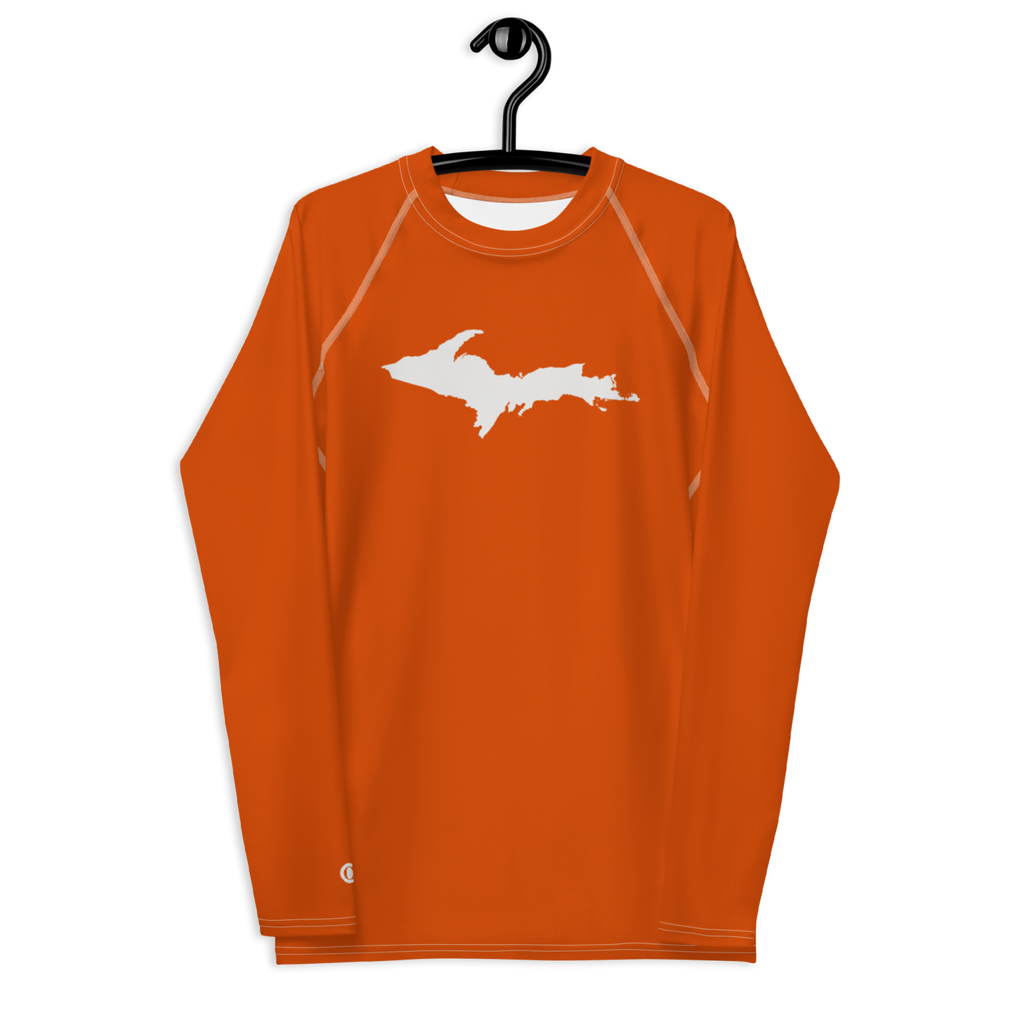 Michigan Upper Peninsula Rash Guard (w/ UP Outline) | Men's - Maple Leaf Orange