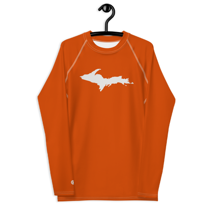 Michigan Upper Peninsula Rash Guard (w/ UP Outline) | Men's - Maple Leaf Orange