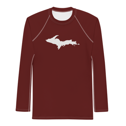 Michigan Upper Peninsula Rash Guard (w/ UP Outline) | Men's - Cherrywood Color