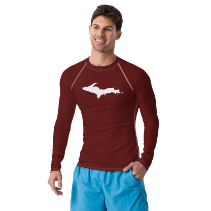 Michigan Upper Peninsula Rash Guard (w/ UP Outline) | Men's - Cherrywood Color