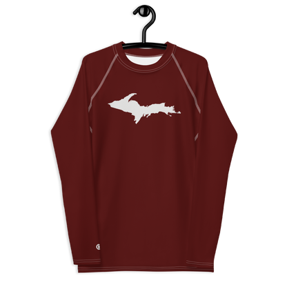 Michigan Upper Peninsula Rash Guard (w/ UP Outline) | Men's - Cherrywood Color