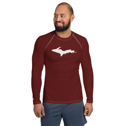 Michigan Upper Peninsula Rash Guard (w/ UP Outline) | Men's - Cherrywood Color