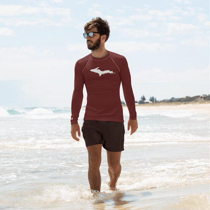 Michigan Upper Peninsula Rash Guard (w/ UP Outline) | Men's - Cherrywood Color