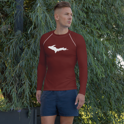 Michigan Upper Peninsula Rash Guard (w/ UP Outline) | Men's - Cherrywood Color