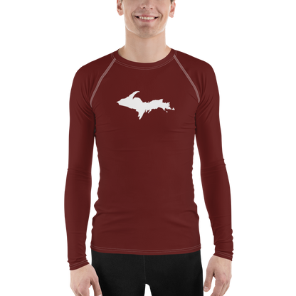 Michigan Upper Peninsula Rash Guard (w/ UP Outline) | Men's - Cherrywood Color