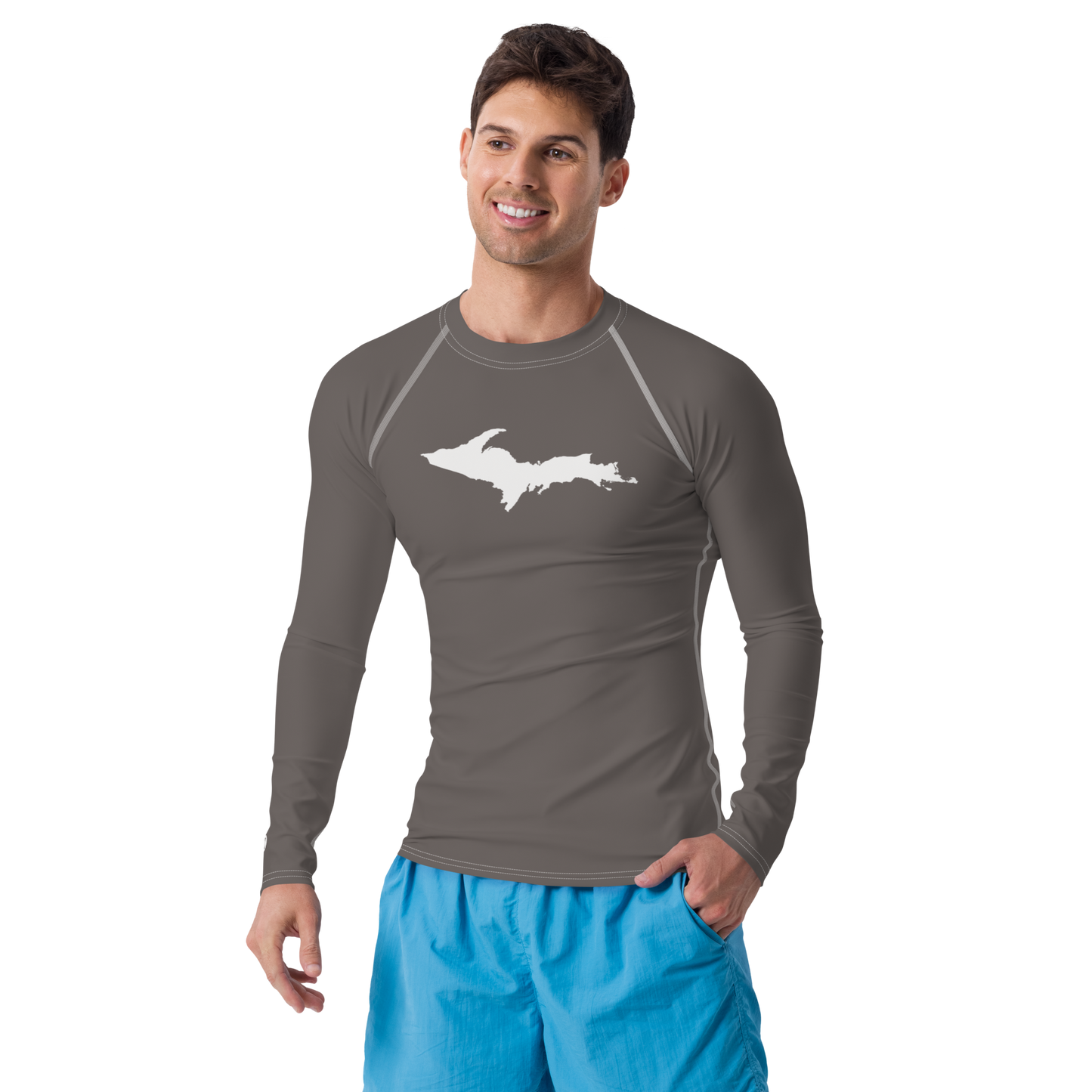 Michigan Upper Peninsula Rash Guard (w/ UP Outline) | Men's - Warren Tank Grey