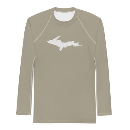 Michigan Upper Peninsula Rash Guard (w/ UP Outline) | Men's - Petoskey Stone Beige