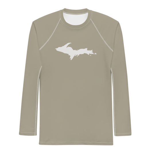 Michigan Upper Peninsula Rash Guard (w/ UP Outline) | Men's - Petoskey Stone Beige