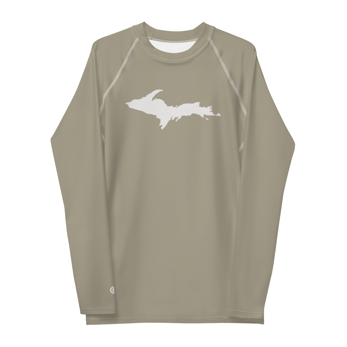 Michigan Upper Peninsula Rash Guard (w/ UP Outline) | Men's - Petoskey Stone Beige