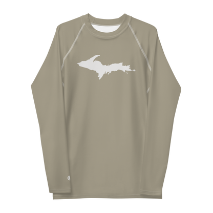 Michigan Upper Peninsula Rash Guard (w/ UP Outline) | Men's - Petoskey Stone Beige