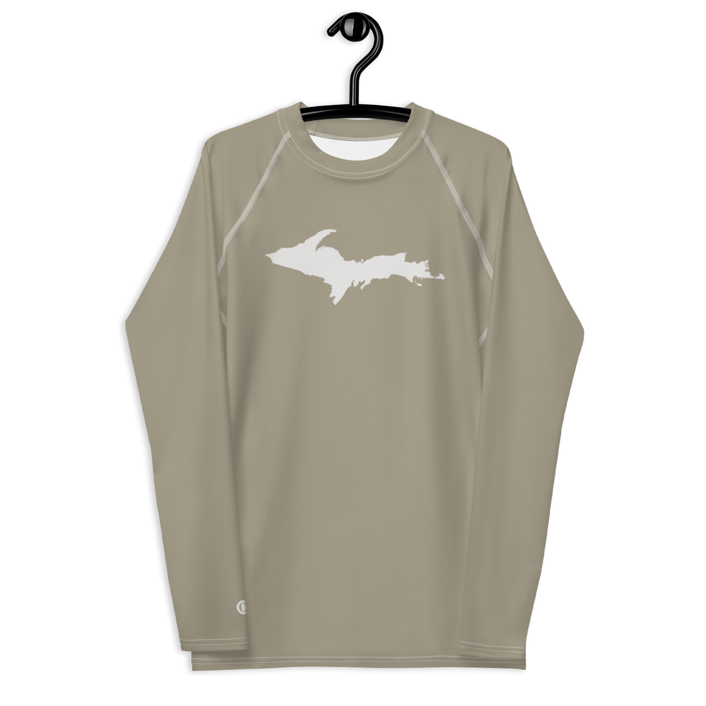 Michigan Upper Peninsula Rash Guard (w/ UP Outline) | Men's - Petoskey Stone Beige