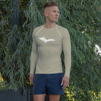 Michigan Upper Peninsula Rash Guard (w/ UP Outline) | Men's - Petoskey Stone Beige