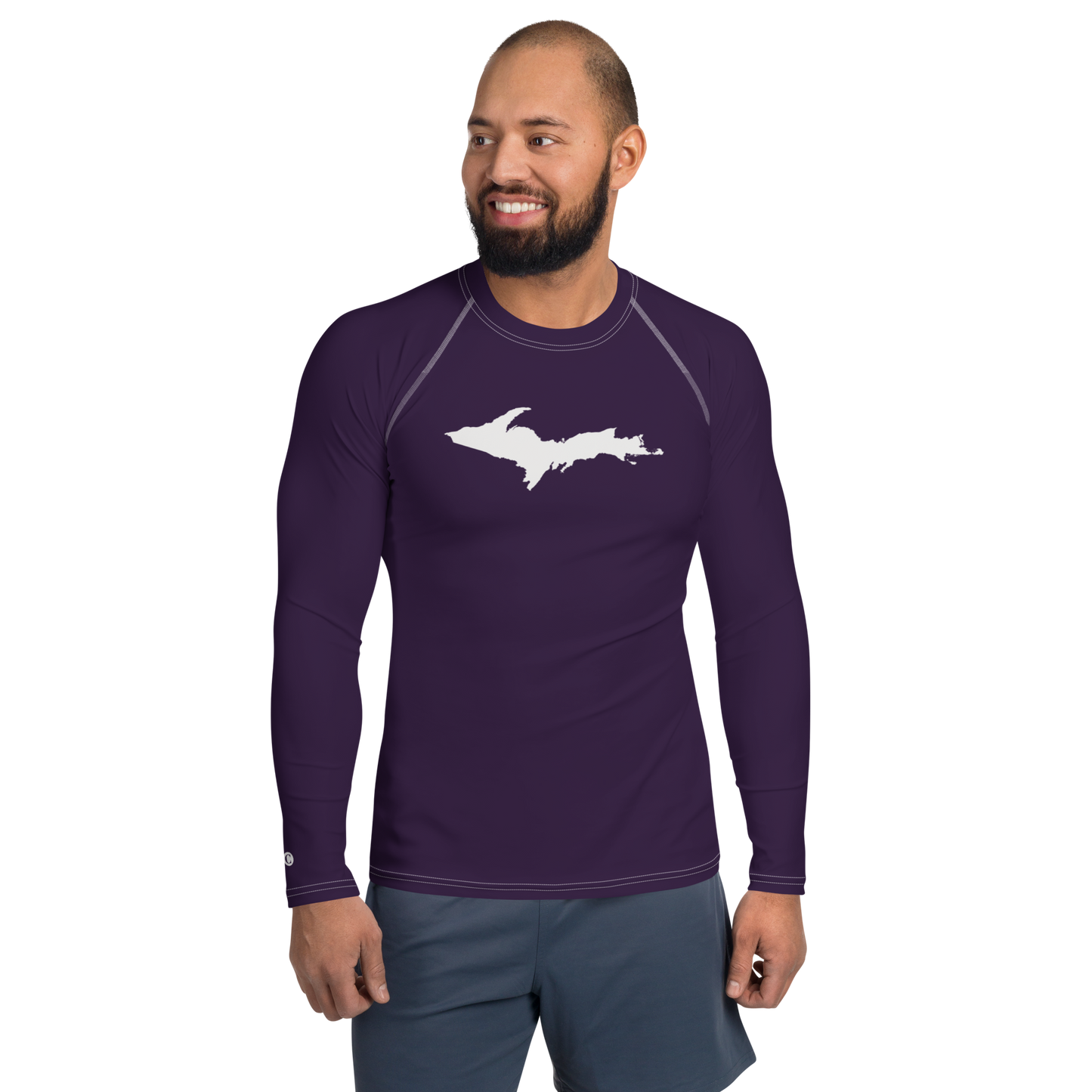 Michigan Upper Peninsula Rash Guard (w/ UP Outline) | Men's - Blackcurrant