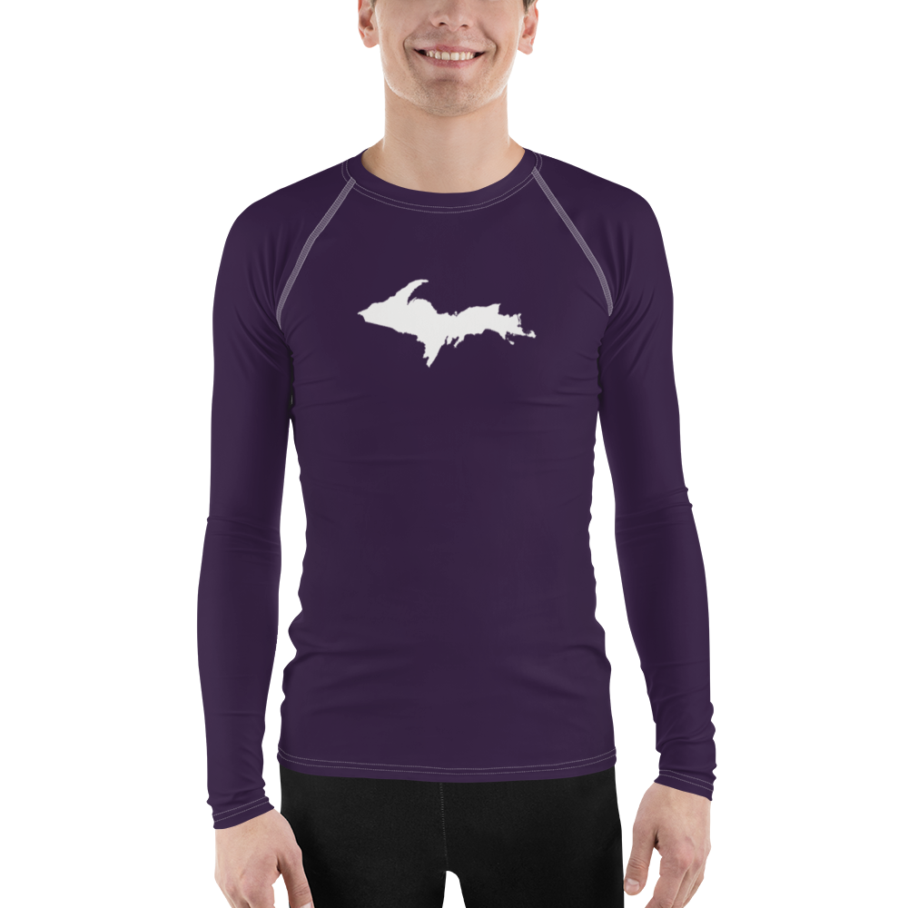 Michigan Upper Peninsula Rash Guard (w/ UP Outline) | Men's - Blackcurrant