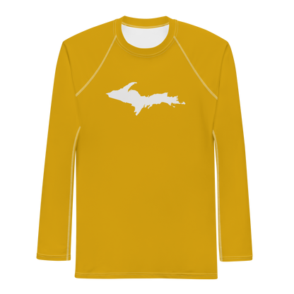 Michigan Upper Peninsula Rash Guard (w/ UP Outline) | Men's - Gold